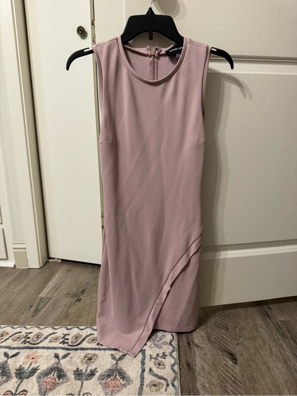 Sugarlips Mauve Sleeveless Sheath Dress with Asymmetrical Hem